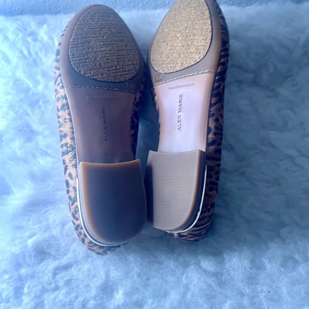 Alex Marie Barton Leopard Print Loafers Shoes Metallic Gold Women Size 8.5